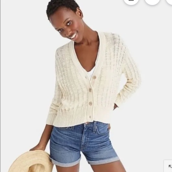 J. Crew Cream Knit Women's Point Sur Beach Cardigan - Picture 1 of 8